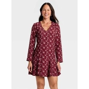 Women's Sized M Bell Long Sleeve Godet Mini A-Line Dress - Universal Thread